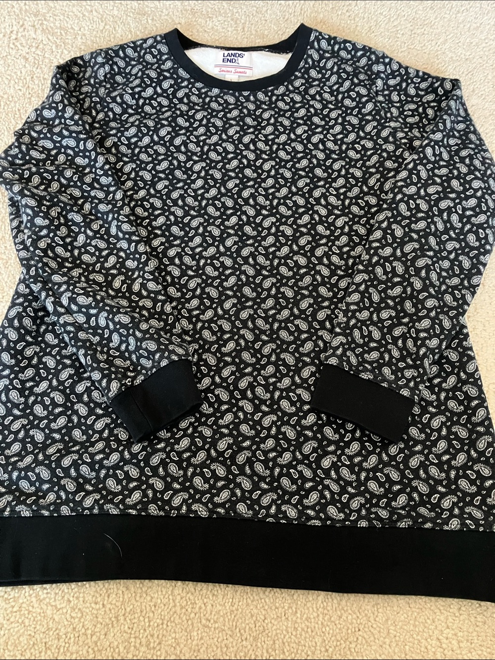 Lands End Serious Sweats Sweatshirt Women's Paisley Abstract large